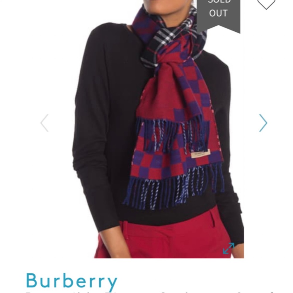 BURBERRY UNISEX CASHMERE SCARF, MIX CHECK PATTERN - Picture 6 of 14